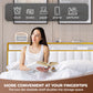 VIPLIVE King Bed Frame with Double Layer Faux Leather Upholstered Headboard and 4 Storage Drawers