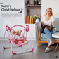 Yadala Baby Swing, Foldable Baby Swing for Infants with Adaptable Speeds, Music, 0-9 Months, Pink