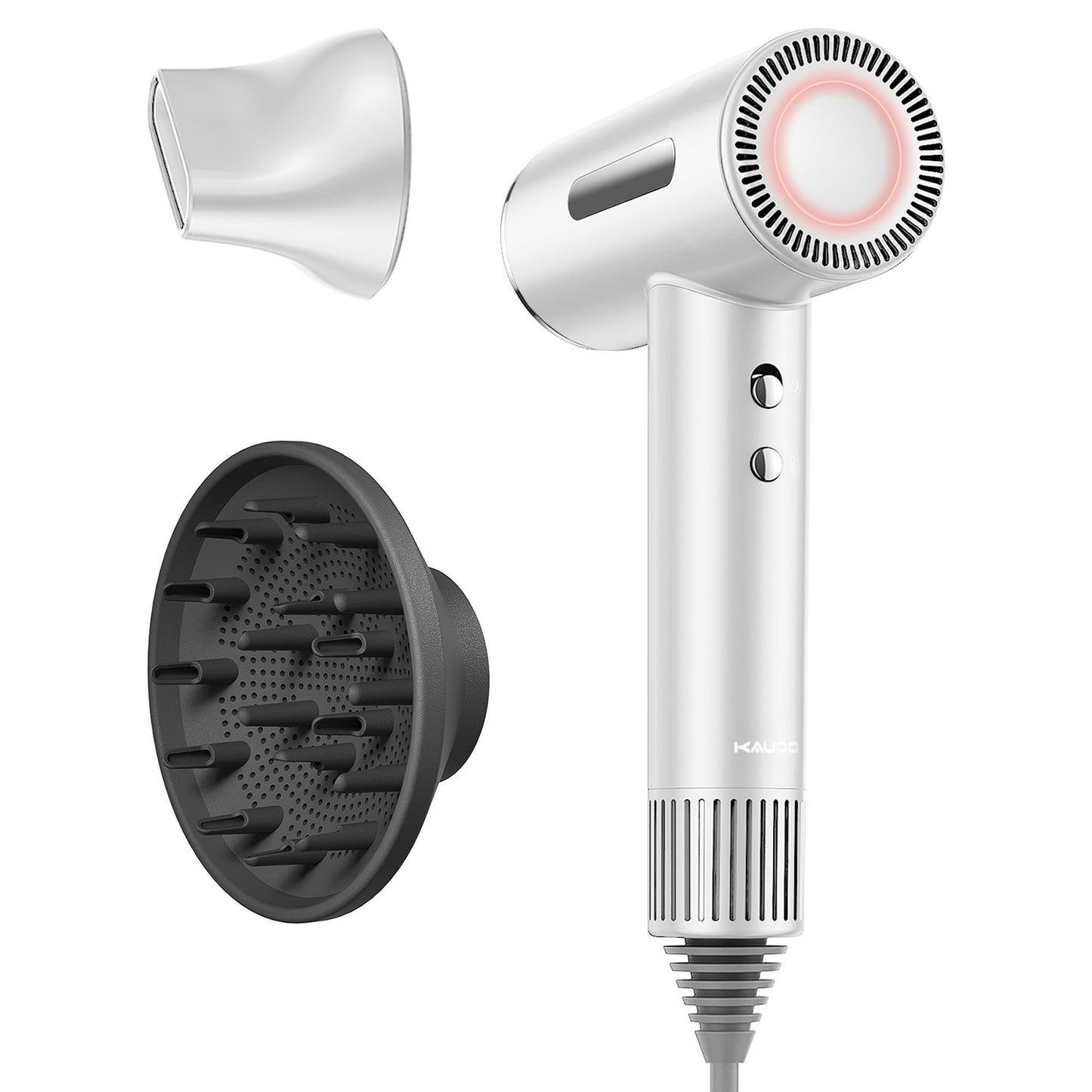 Kauoo Hair Dryer, High Speed Blow Dryer with Diffuser & 110,000 RPM Brushless Motor, Ionic Hair Dryer for Fast Drying, White