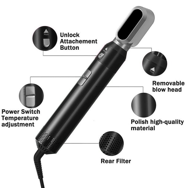 Elecsop 5 in 1 Hair Blower Hot Air Brush, Electric Hair Comb Rotating Hot Air Brush for All Hairstyle, Black
