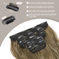 20 Inch Clip in human Hair Extensions 4Pcs Light Brown Blonde Mix Wavy Curly Hairpieces for Women Thick & Natural-Looking
