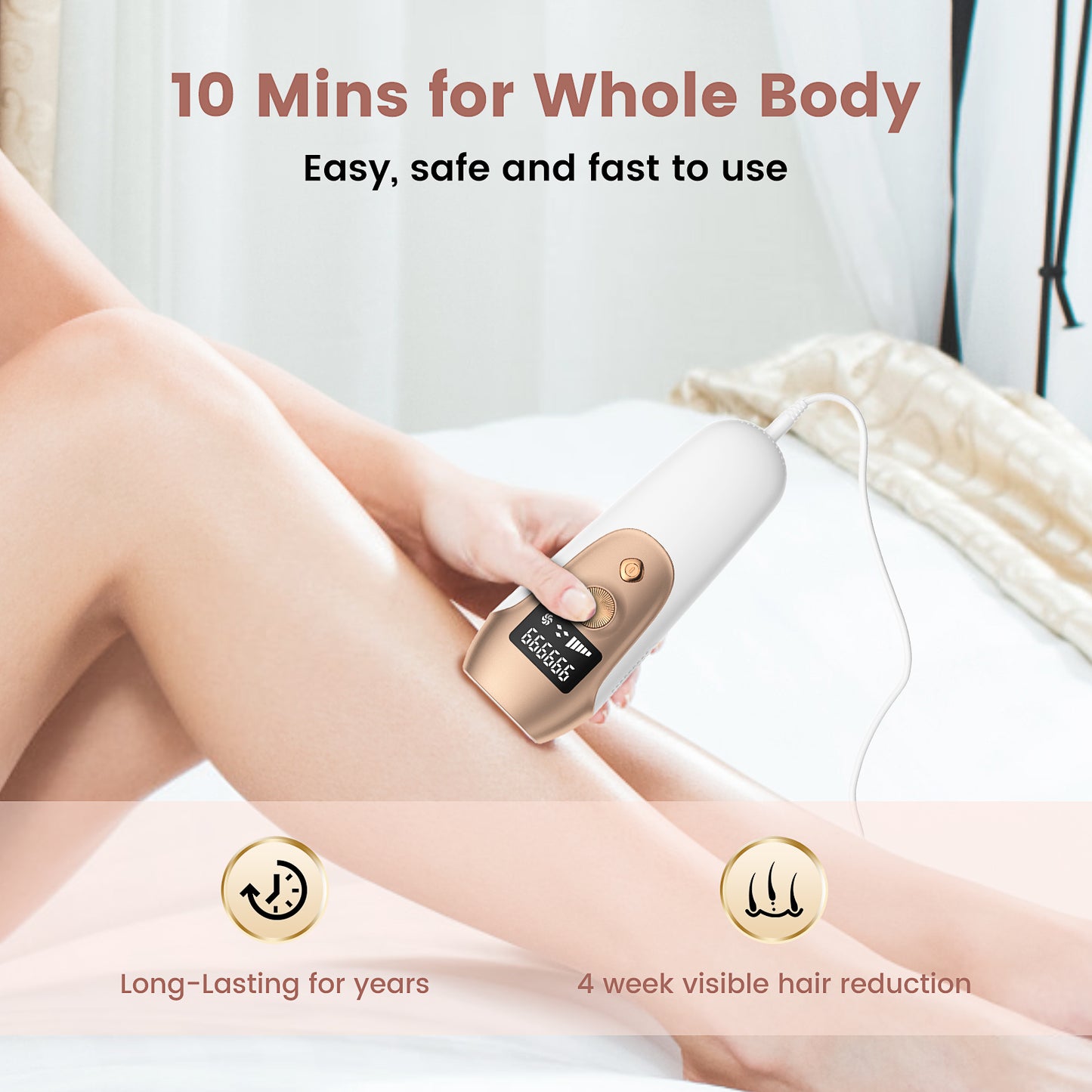 Laser Hair Removal, SweetLF IPL Hair Removal Device for Women and Men Face Permanent, 999999 Flashes for Arm Leg Whole Body Use