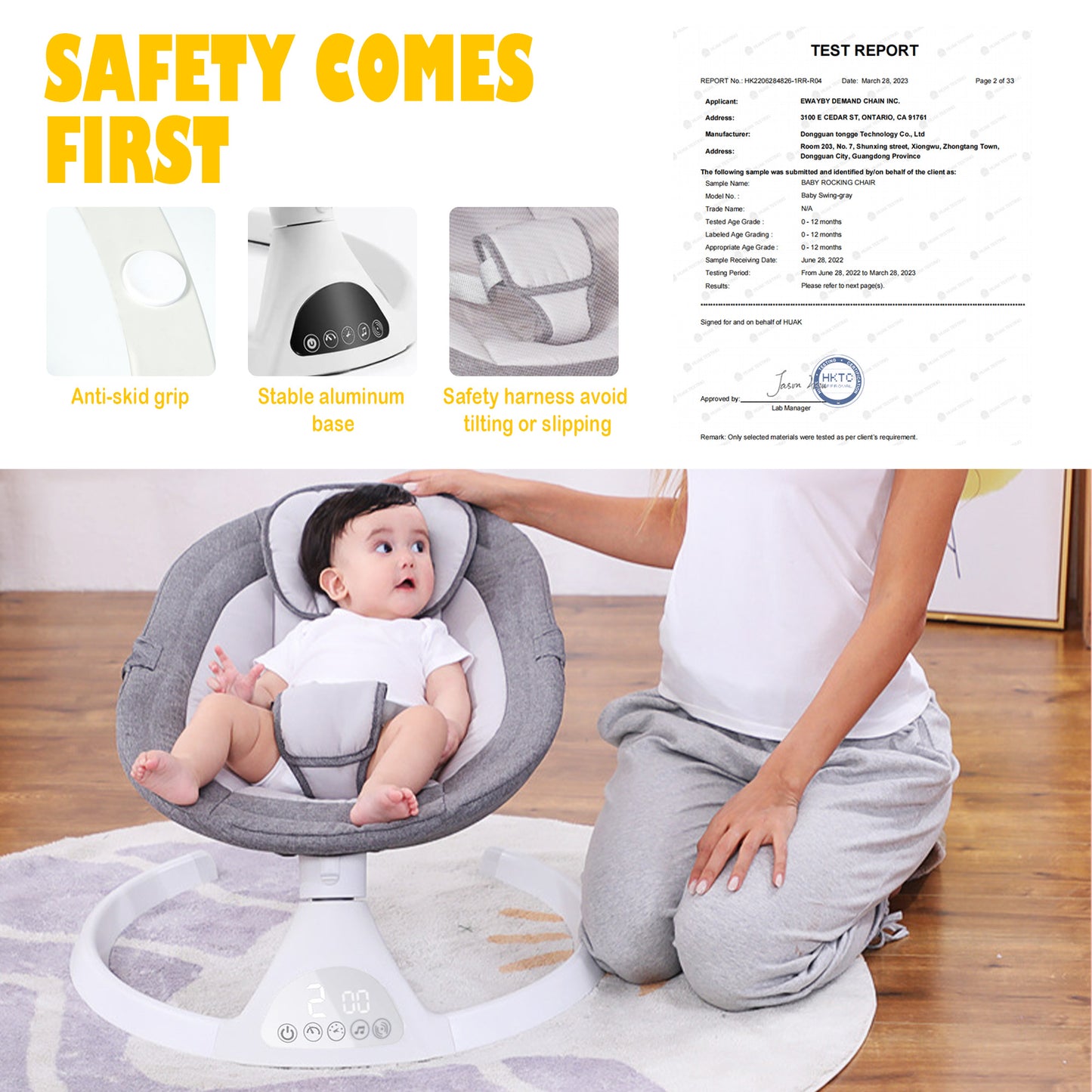 Yadala Baby Swing for Infants, Bluetooth Baby Swing Baby Rocker Chair with Gift Package