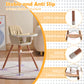 Yadala High Chair, 3-in-1 Convertible Wooden High Chair with Adjustable Legs & Removable Tray, Beige