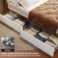VIPLIVE Queen Bed Frame with Double Layer Faux Leather Upholstered Headboard and 4 Storage Drawers