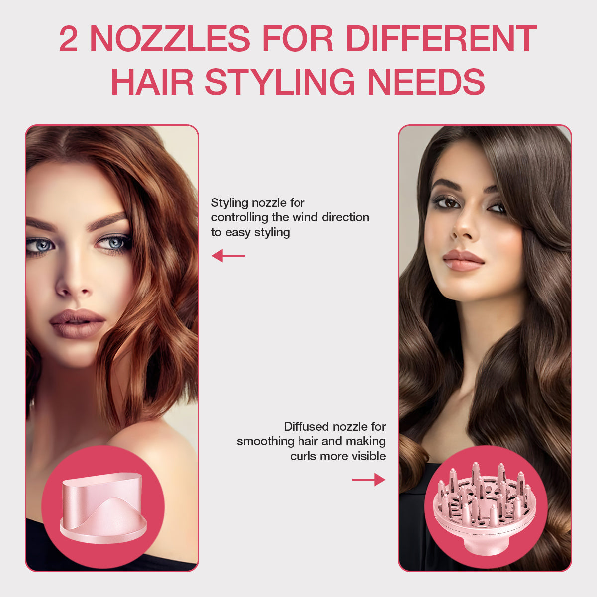 Hair Dryer, 1800W Professional Blow Dryer, Ionic Hair Dryer with Nozzle, Foldable Handle Travel Hair Dryer, Constant Temperature Hair Care