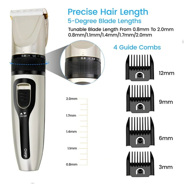 Phisco Men's Body Hair Trimmer,IPX7 Waterproof USB Rechargeable Cordless Hair Trimmer Set for Home Travel Gold