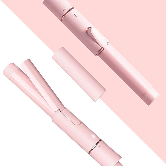 Byfumay Curling Iron, Ceramic Mini Curling Wand for Short Hair,  Portable Small Travel Curling Iron, Dual Voltage Curling Wand for Worldwide Trip, Pink
