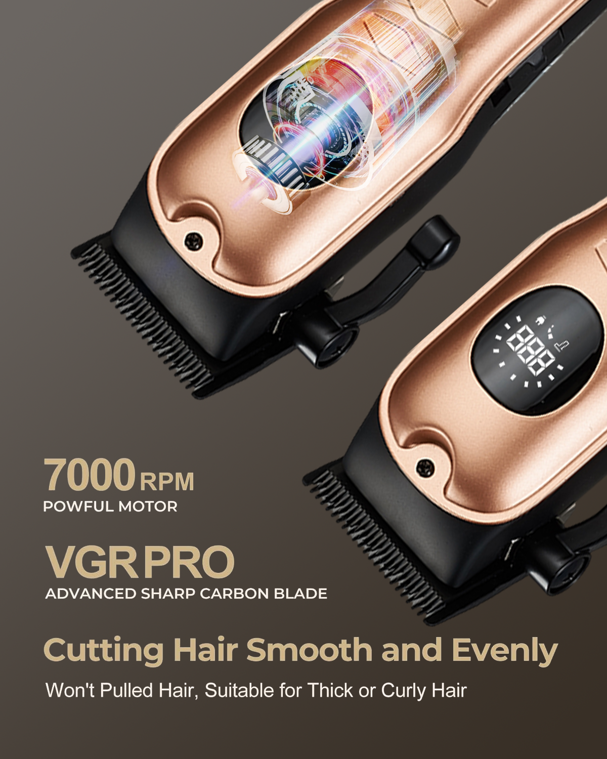 Hair Clippers for Men, LAVERNER 2PCS Professional Rechargeable Hair Clipper Set with LCD Screen, Dual-Purpose USB Charging, Gord