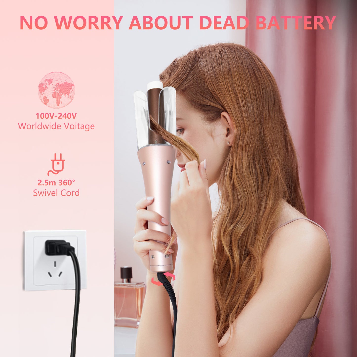 Auto Hair Curler,Automatic Curling Iron Wand with 1" Large Rotating Barrel & 8 Temperatures & LCD Display, Fast Heating Rotating Curling Iron with Auto Shut-Off for Hair Styling