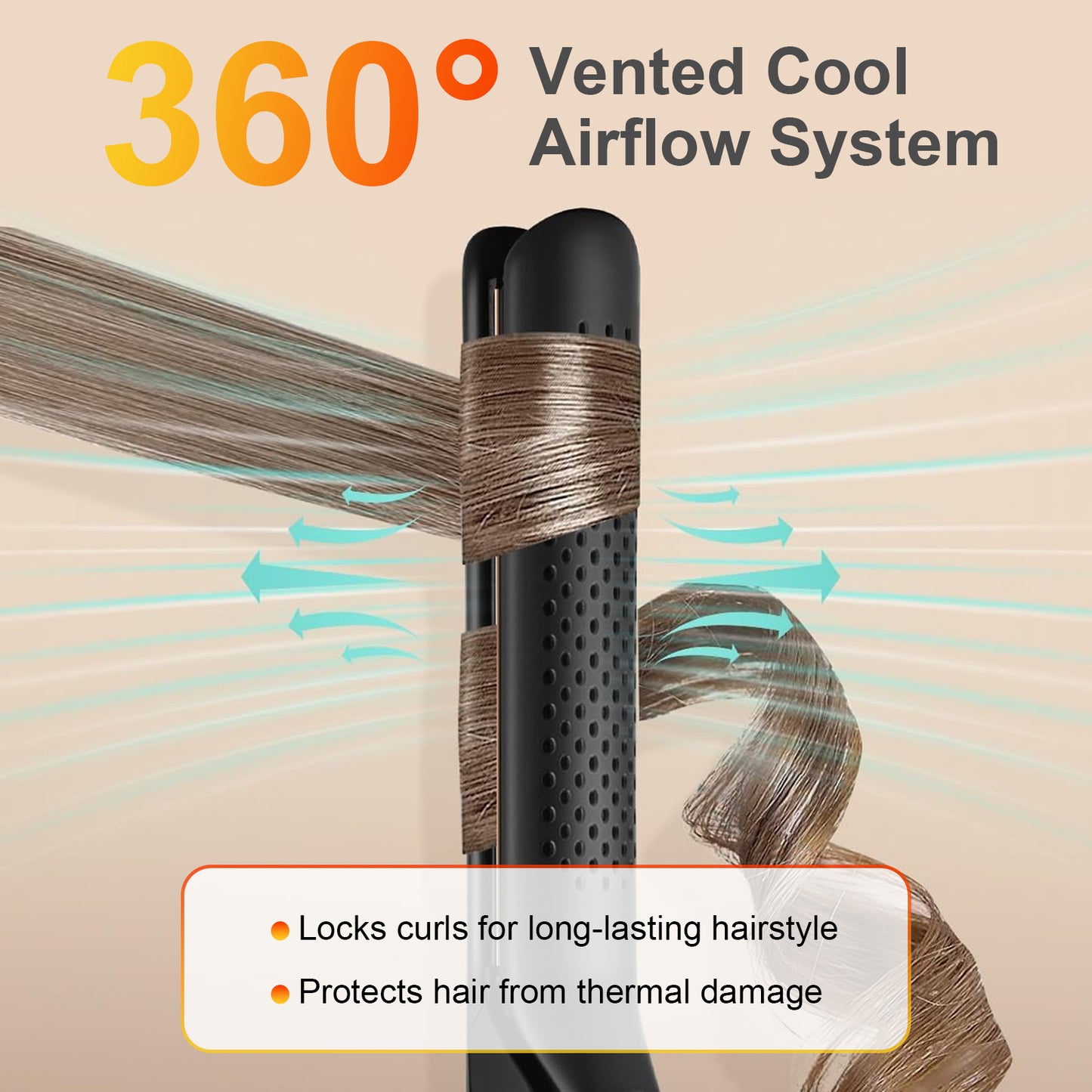 Flat Iron Hair Straightener and Curler 2 in 1，Jungle Wave 360° Airflow Styler Curling Iron, Ionic Hair Styling Tool with Vented Cool Air, 5 Adjustable Temps, Black