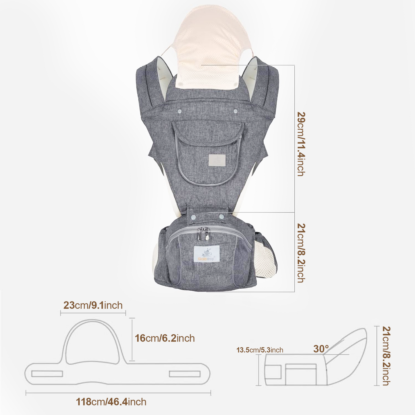 Yadala Baby Carrier with Hip Seat Baby Hip Seat Newborn to Toddler Infant Baby Holder Baby Hip Seat Carrier (New Gray)