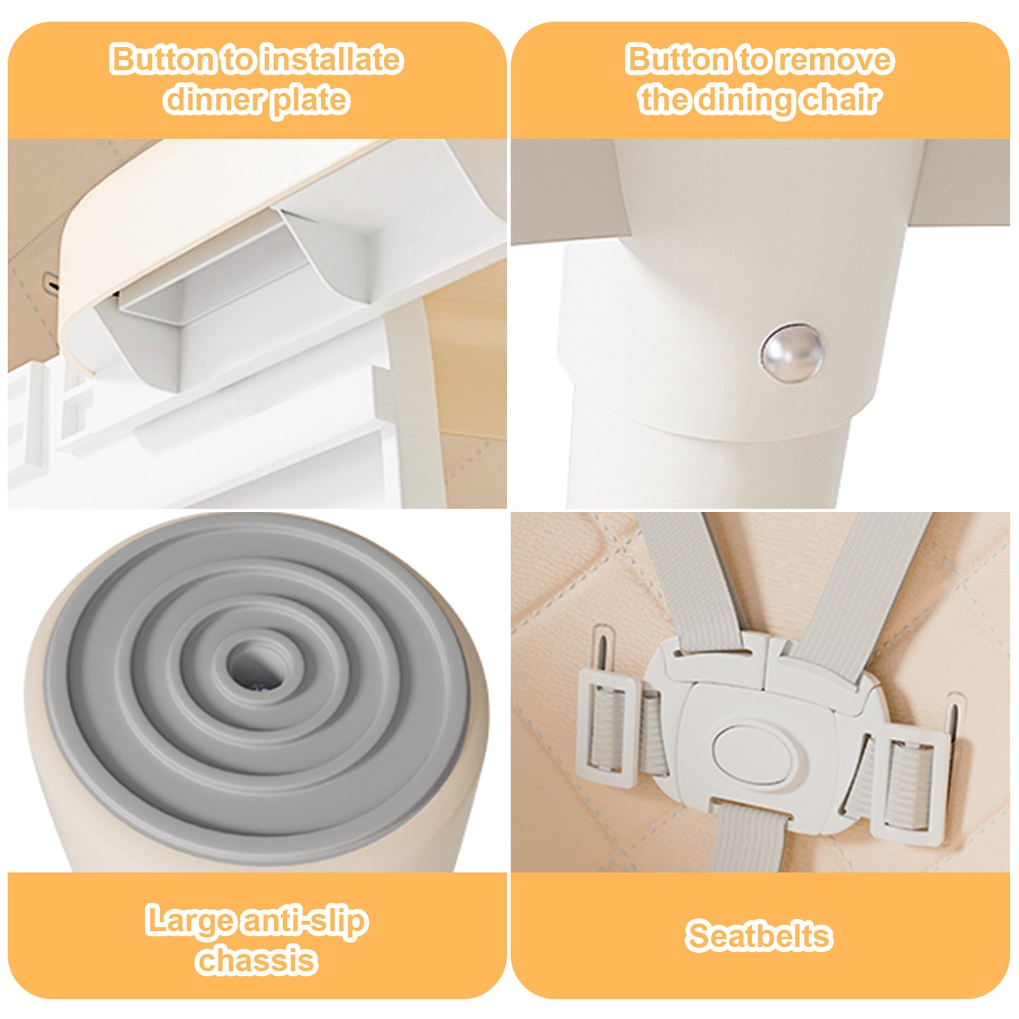 Yadala High Chair, 6 in 1 Convertible High Chairs with Removable Tray for Babies and Toddlers,Beige