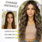 20 Inch Clip in human Hair Extensions 4Pcs Light Brown Blonde Mix Wavy Curly Hairpieces for Women Thick & Natural-Looking
