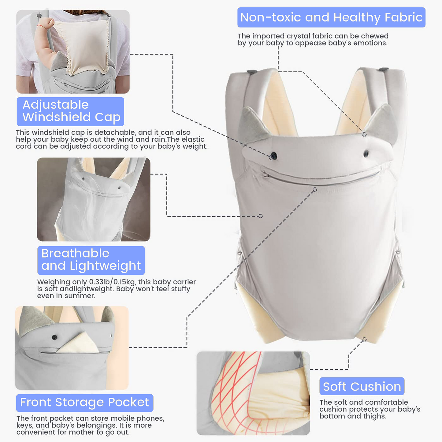 Baby Carrier, Yadala Baby Carrier Newborn to Toddler, Baby Carrier with 4-in-1 Adjustable Breathable, Grey