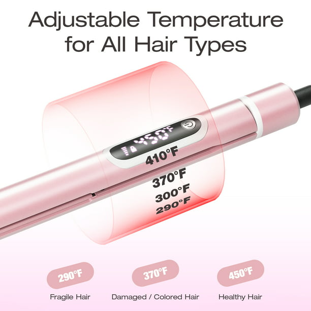 Jungle Wave Flat iron, 2 in 1 Hair Straightener & Curling Iron Styling Tool, Fast Heat Titanium Flat Iron, Pink