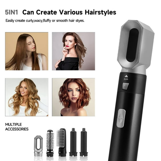 Elecsop 5 in 1 Hair Blower Hot Air Brush, Electric Hair Comb Rotating Hot Air Brush for All Hairstyle, Black