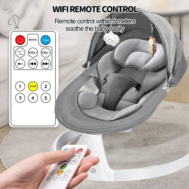 Baby Swing for Infants, Portable Bluetooth Baby Swing, Music Speaker with 10 Preset Lullabies, Remote Control, Green