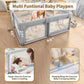 Baby Playpen for Babies and Toddlers, Yadala 48”×48” Indoor & Outdoor Baby Playard with Breathable Mesh, Gray