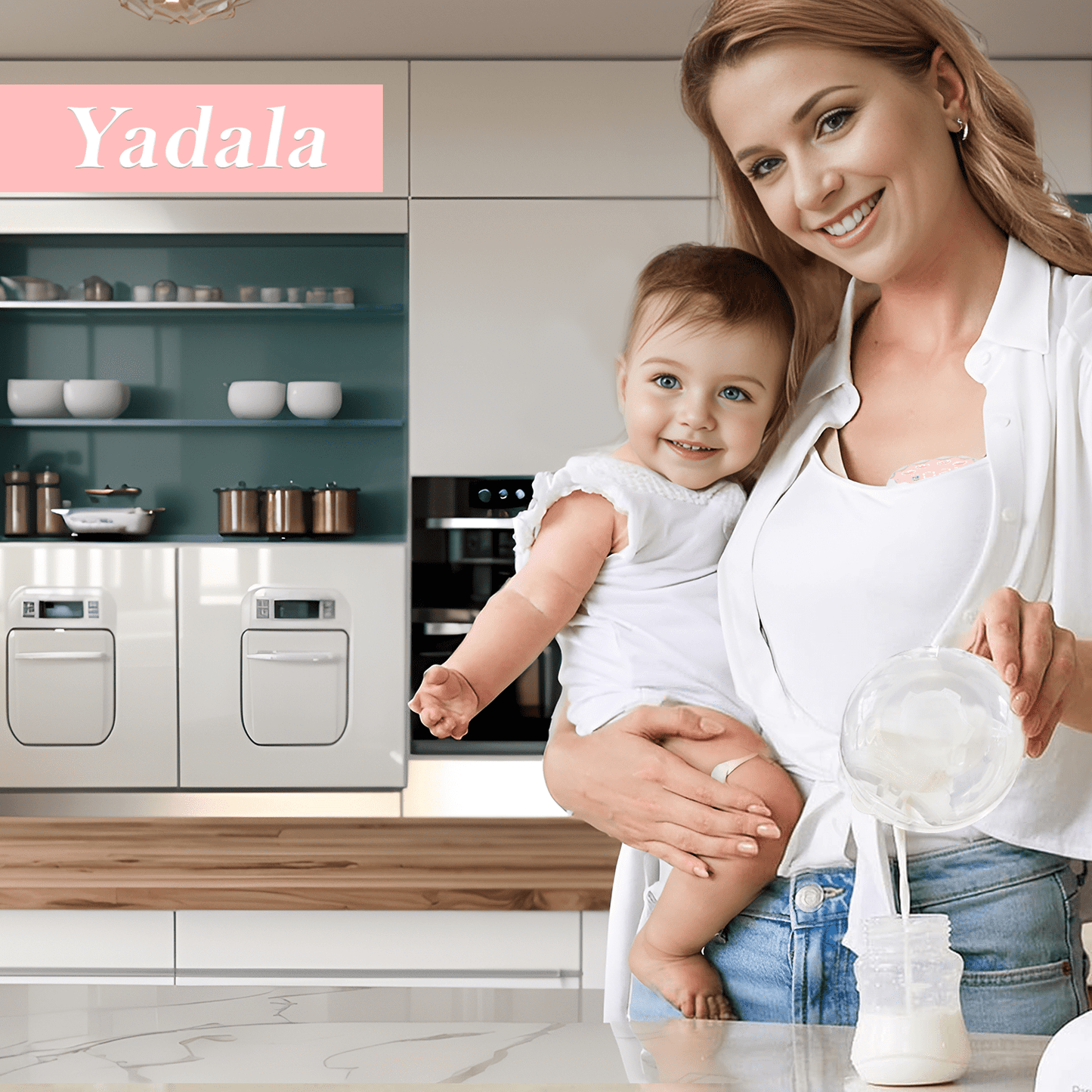 Yadala Breast Pump, Hands Free Breast Pump Portable Electric Breast Pump with 4 Modes & 12 Levels, 2 Pack, Pink