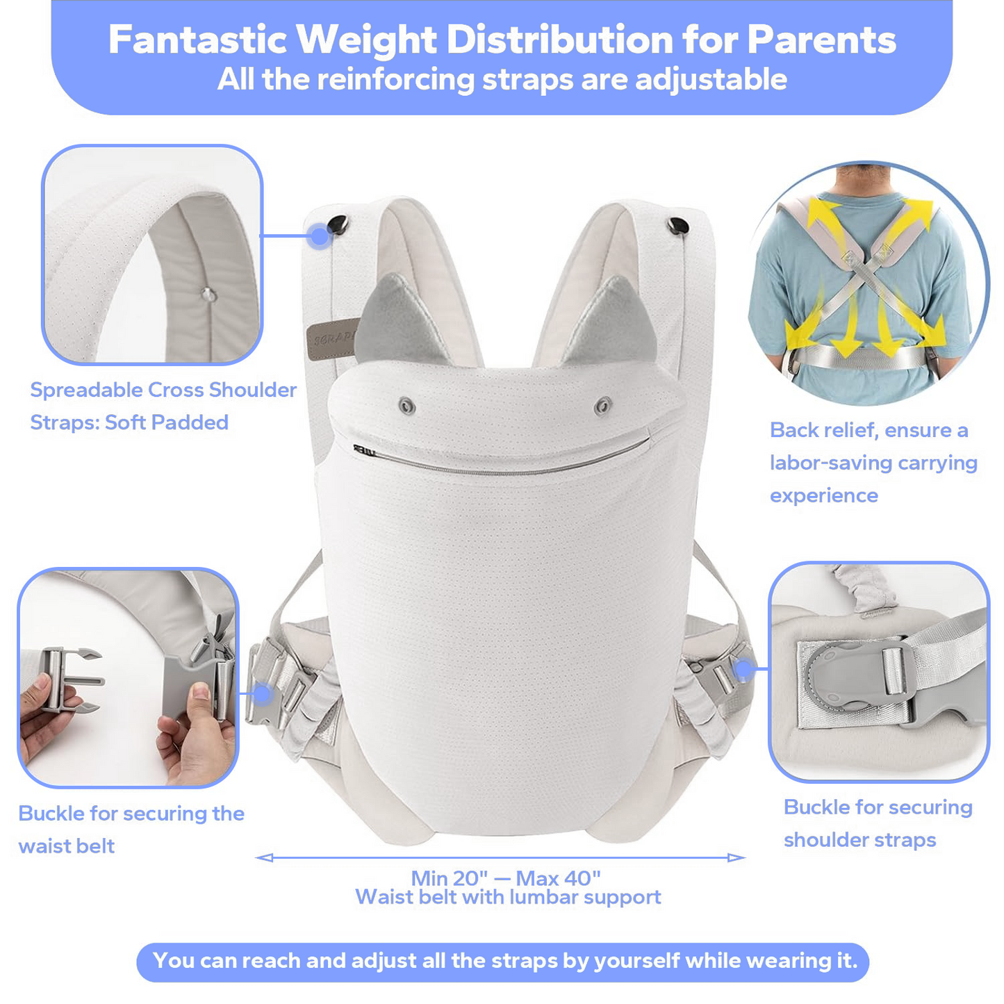 Baby Carrier, Yadala Baby Carrier Newborn to Toddler, Baby Carrier with 4-in-1 Adjustable Breathable, Grey