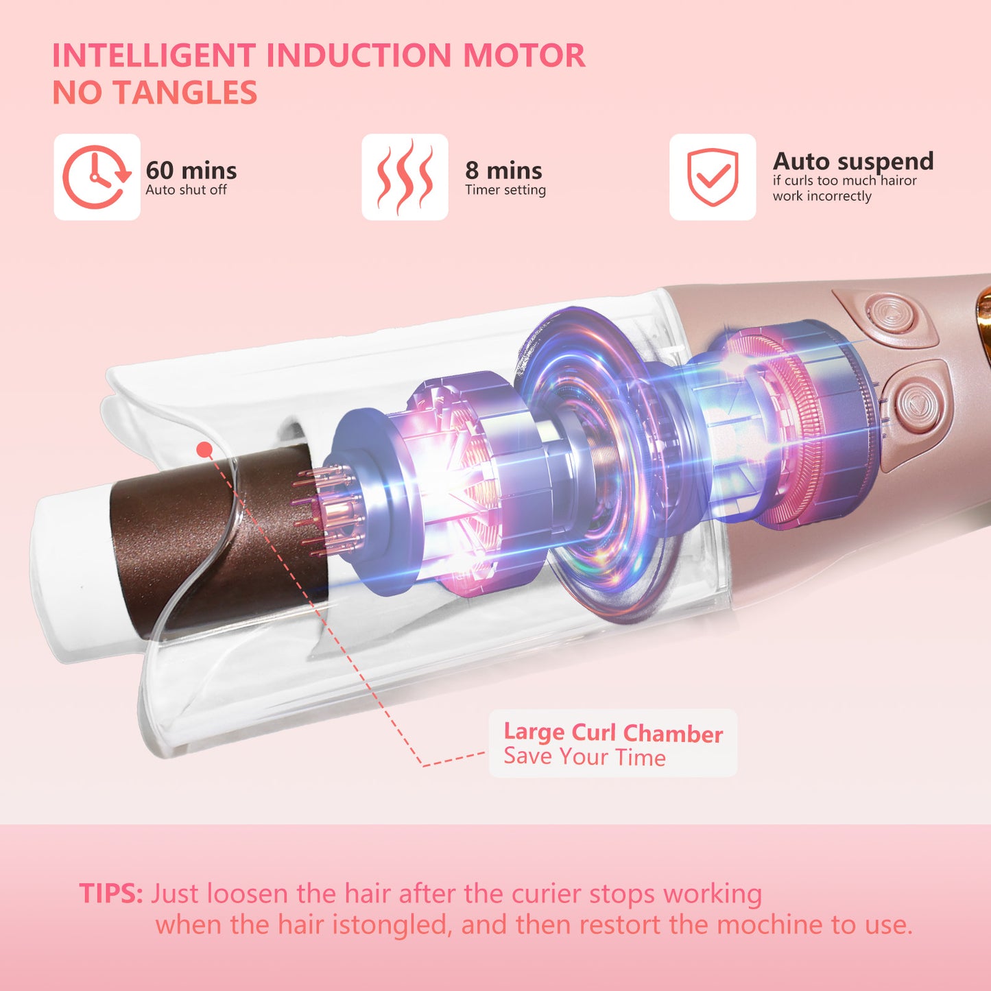 Auto Hair Curler,Automatic Curling Iron Wand with 1" Large Rotating Barrel & 8 Temperatures & LCD Display, Fast Heating Rotating Curling Iron with Auto Shut-Off for Hair Styling