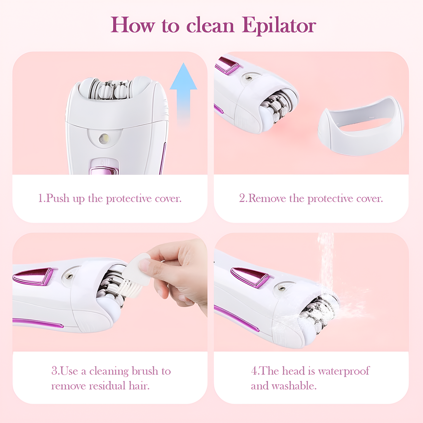 Epilator for Women, Facial Hair Mini Epilator for Body, Portable Hair Removal, Smooth Glide Epilator with LED for Face Legs Bikini-White/Pink