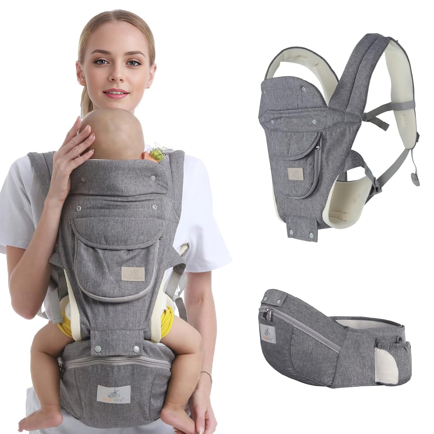 Yadala Baby Carrier with Hip Seat Baby Hip Seat Newborn to Toddler Infant Baby Holder Baby Hip Seat Carrier (New Gray)