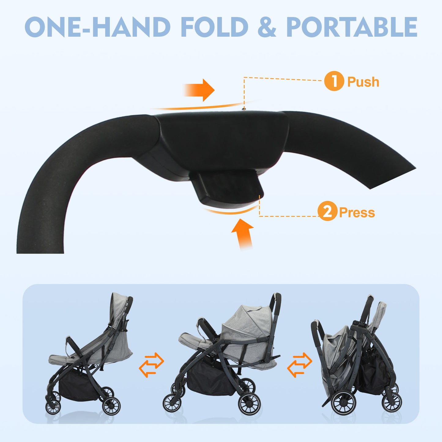 Baby Stroller, 2 in 1 Convertible Baby Stroller Folding Infant Newborn Reversible Bassinet Pram, Black