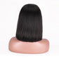 Bob Wig, Natural Black, Glueless, 100% Unprocessed Virgin Human Hair, Medium Size, 12Inches