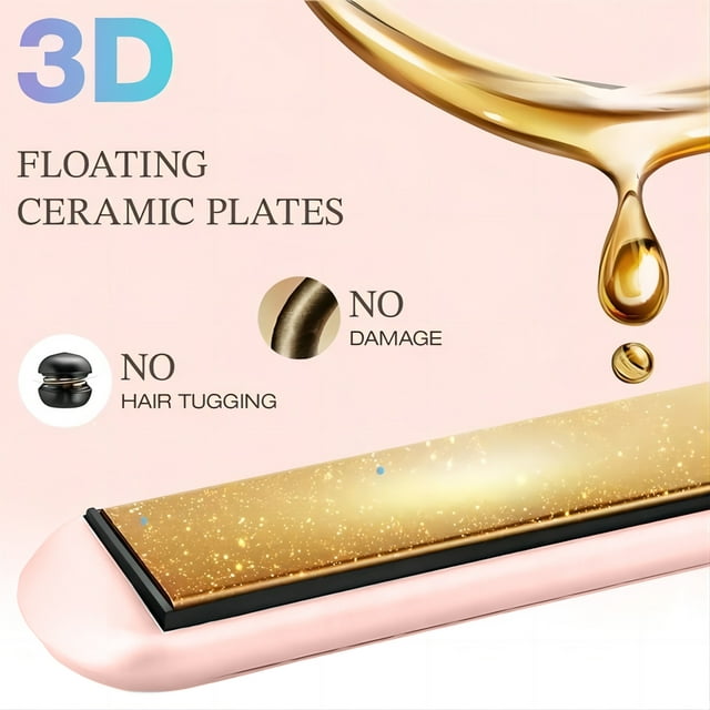 Jungle Wave Airflow Styler Hair Straightener and Curler - Ionic Flat Iron Curling Iron with 360° Cool Air Vents, Pink