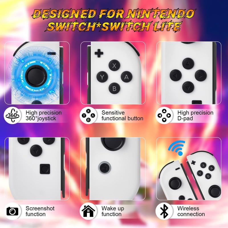 Joypad (L/R) for Nintendo Switch Controller- Game Controller Joypad, White