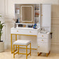 Vanity Set with Lighted Mirror, VIPLIVE Vanity Desk with Charging Station, Dressing Table Makeup Desk with Stool