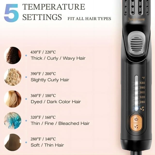 Jungle Wave Airflow Styler Hair Straightener and Curler - Ionic Flat Iron Curling Iron with 360° Cool Air Vents