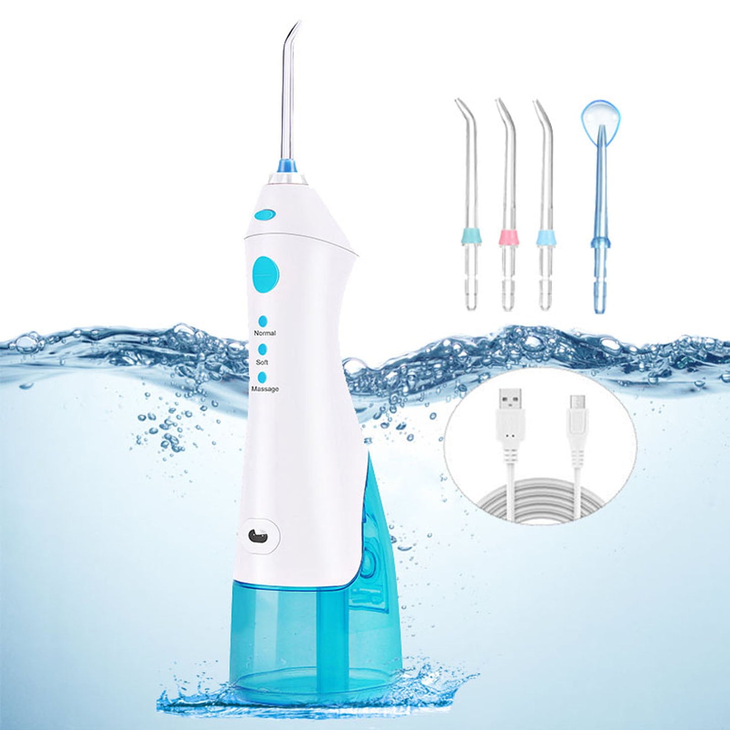 SweetLF Professional Cordless Oral Irrigator, Portable and Rechargeable IPX7 Waterproof 3 Modes Water Flosser with 5 Jet Tips for Home Travel
