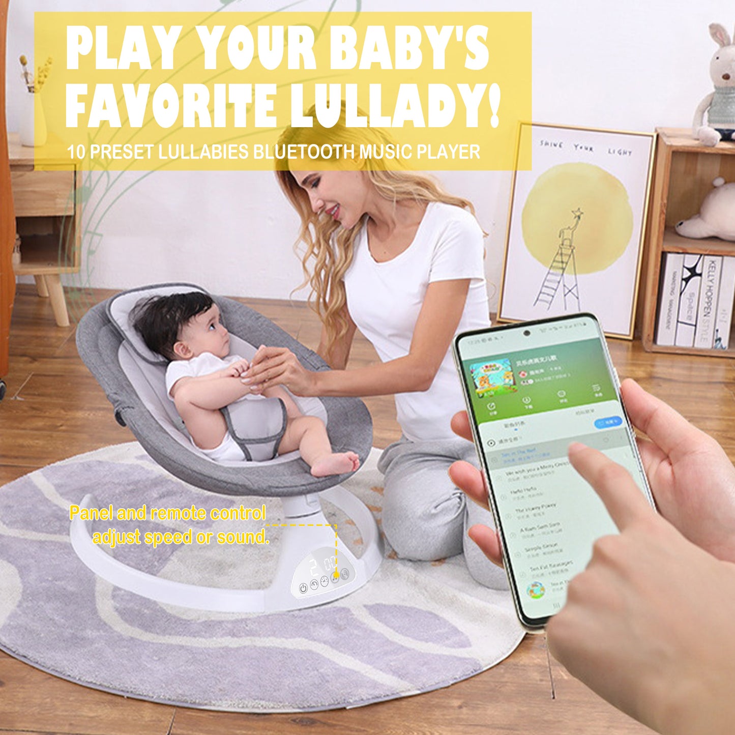 Yadala Baby Swing for Infants, Bluetooth Baby Swing Baby Rocker Chair with Gift Package
