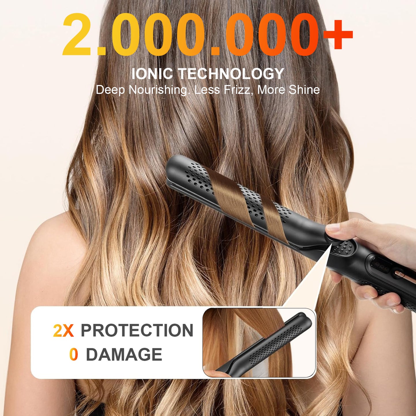 Flat Iron Hair Straightener and Curler 2 in 1，Jungle Wave 360° Airflow Styler Curling Iron, Ionic Hair Styling Tool with Vented Cool Air, 5 Adjustable Temps, Black