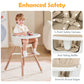 Yadala High Chair, 3-in-1 Convertible Wooden High Chair with Adjustable Legs & Removable Tray, Beige