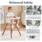 Yadala High Chair, 3-in-1 Convertible Wooden High Chair with Adjustable Legs & Removable Tray, Gray