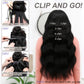 Clip in human Hair Extensions 20 Inch 4Pcs Natural Black Long Wavy Thick Hairpieces Weft Natural Hair Extensions for Women