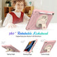 ROWFRO iPad 7th 8th 9th 10.2 Case Shield Screen Protector and Pencil Holder with Stand Hand Strap Pink