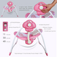 Yadala Baby Swing, Foldable Baby Swing for Infants with Adaptable Speeds, Music, 0-9 Months, Pink