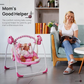 Yadala Baby Swing, Foldable Baby Swing for Infants with Adaptable Speeds, Music, 0-9 Months, Pink