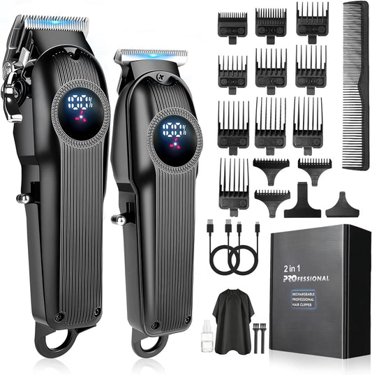 Hair Clippers for Men Professional Clippers and Trimmers Set, Cordless Hair Clippers, Haircutting Machine with LED Display for Barber Mens Grooming Kit