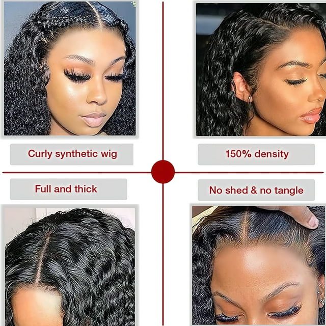 22 inch Water Wave Wigs, Jungle Wave Lace Front Brazilian Curly Hair Wigs for Black Women