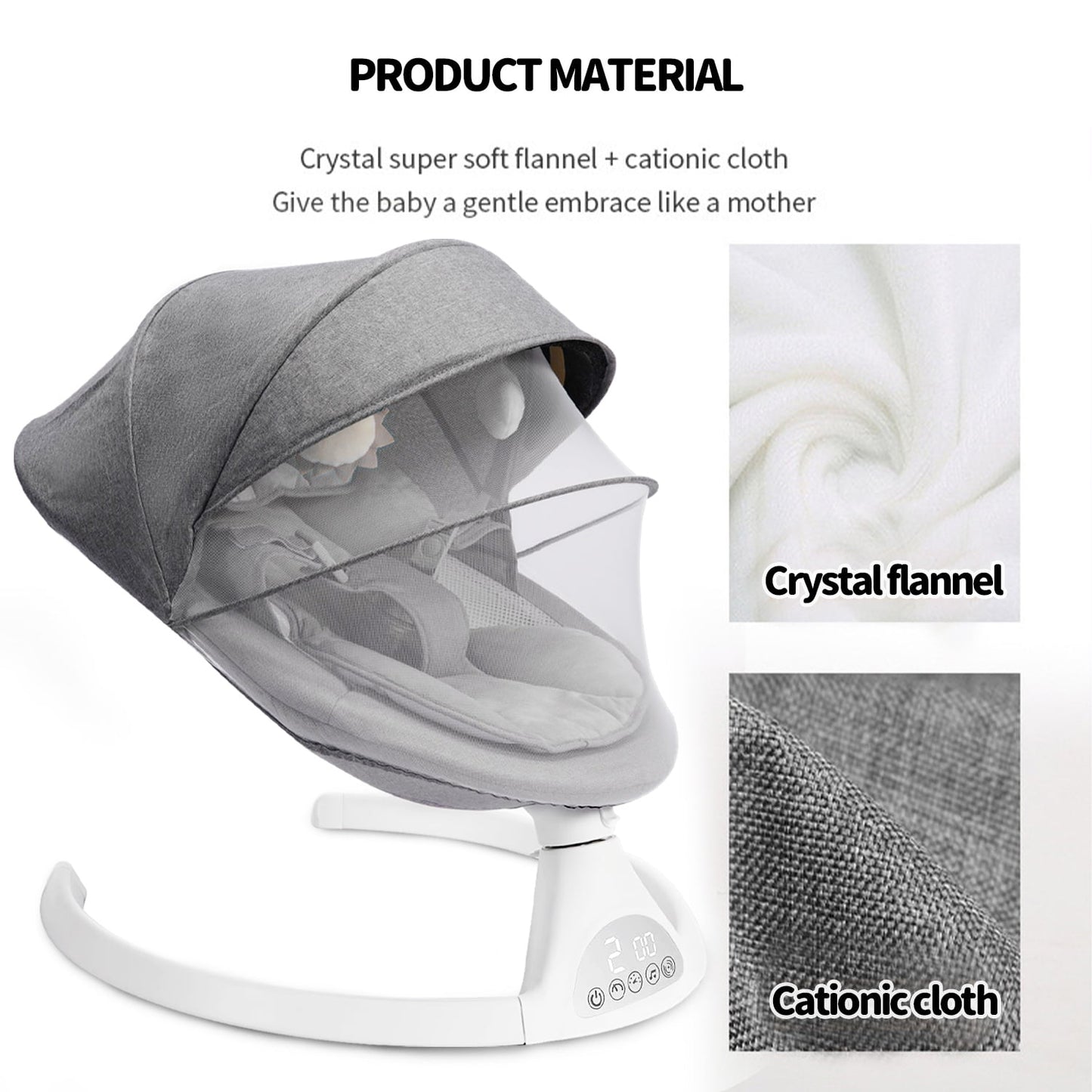 Baby Swing for Infants, Bluetooth Swing Electirc Baby Rocker Bouncer, Intelligent Auto Swing with 5 Speed, Gray