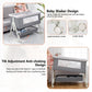 Yadala Baby Bassinet, 3 in 1 Bedside Sleeper with Storage Basket, Easy to Fold Bedside Crib, Gray