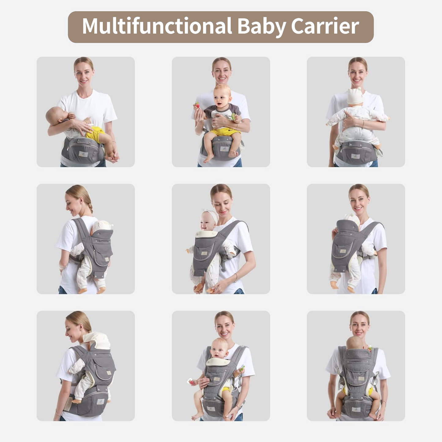 Yadala Baby Carrier with Hip Seat Baby Hip Seat Newborn to Toddler Infant Baby Holder Baby Hip Seat Carrier (New Gray)