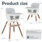 Yadala High Chair, 3-in-1 Convertible Wooden High Chair with Adjustable Legs & Removable Tray, Gray