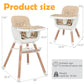 Yadala High Chair, 3-in-1 Convertible Wooden High Chair with Adjustable Legs & Removable Tray, Beige